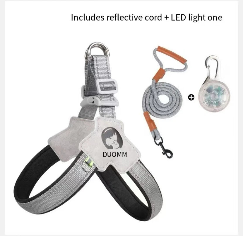 Saddle-Style Dog Chest Harness – Breathable Reflective Harness with Optional LED Leash - Bdba PK