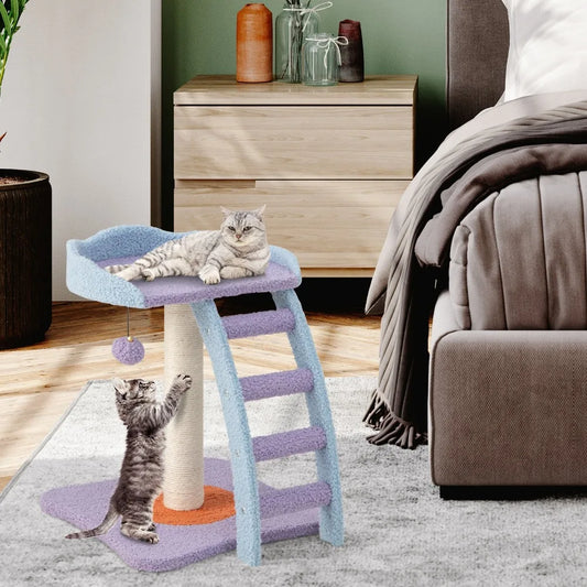 2-Tier Modern Cat Tree Tower Kitten Activity Center with Sisal Scratching Post