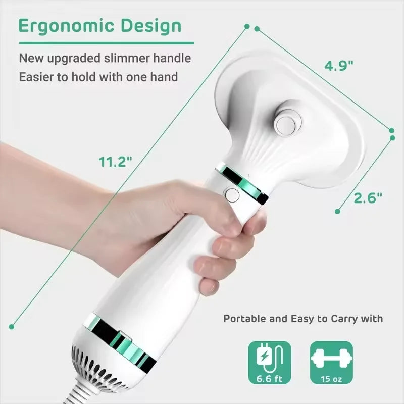 2-in-1 Pet Hair Dryer Grooming Tool: Portable Dog Blower, Detachable Comb, Low Noise, Lightweight, All-Season for Small to Large