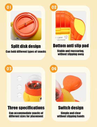 1PC Little Yellow Duck Pet Feeder Interactive Training Device For Cats And Dogs Food Dispensing By Pressing Automatic Feeder