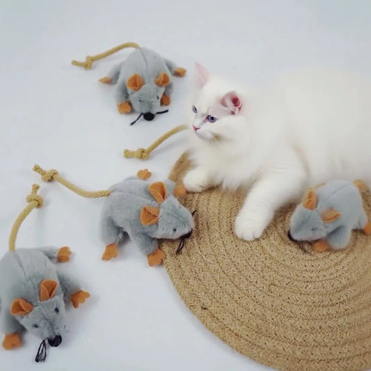 Interactive Cat Toys Plush Mice Playthings Gray Mouse Shape Kitten Toy for Indoor Cat Plush Mouse Cat Toys Cat Chew Toy