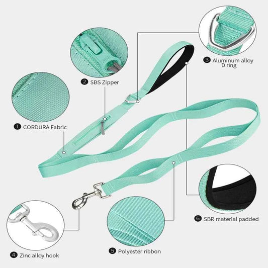 SMALL COMBINATION Lightweight Dog Leash for Small, Medium, Large Double Handle Dog Leash Puppy Pocket Designer running Pet Leash