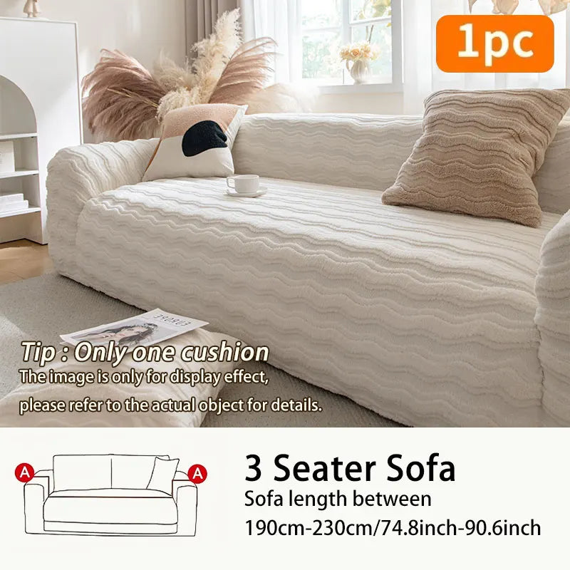 1PC-Plush sofa cover, winter thickened 2025 new cream style sofa cover, all inclusive universal anti cat scratch cover cloth