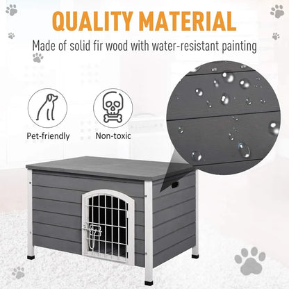 31" Wooden Dog Cage Kennel – Decorative Indoor Dog Crate with Wire Door & Lock - Bdba PK