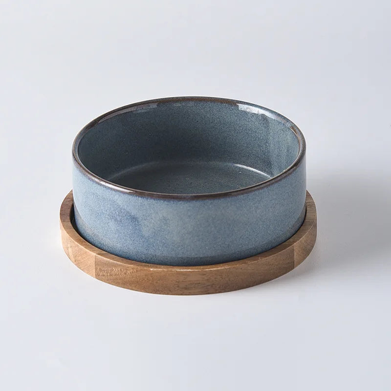 Cat Bowl Cat Food Bowl Ceramic Pet Food Water Feeder Small and Medium-sized Dogs Protection Spine Protection Rollover Prevention - Bdba PK