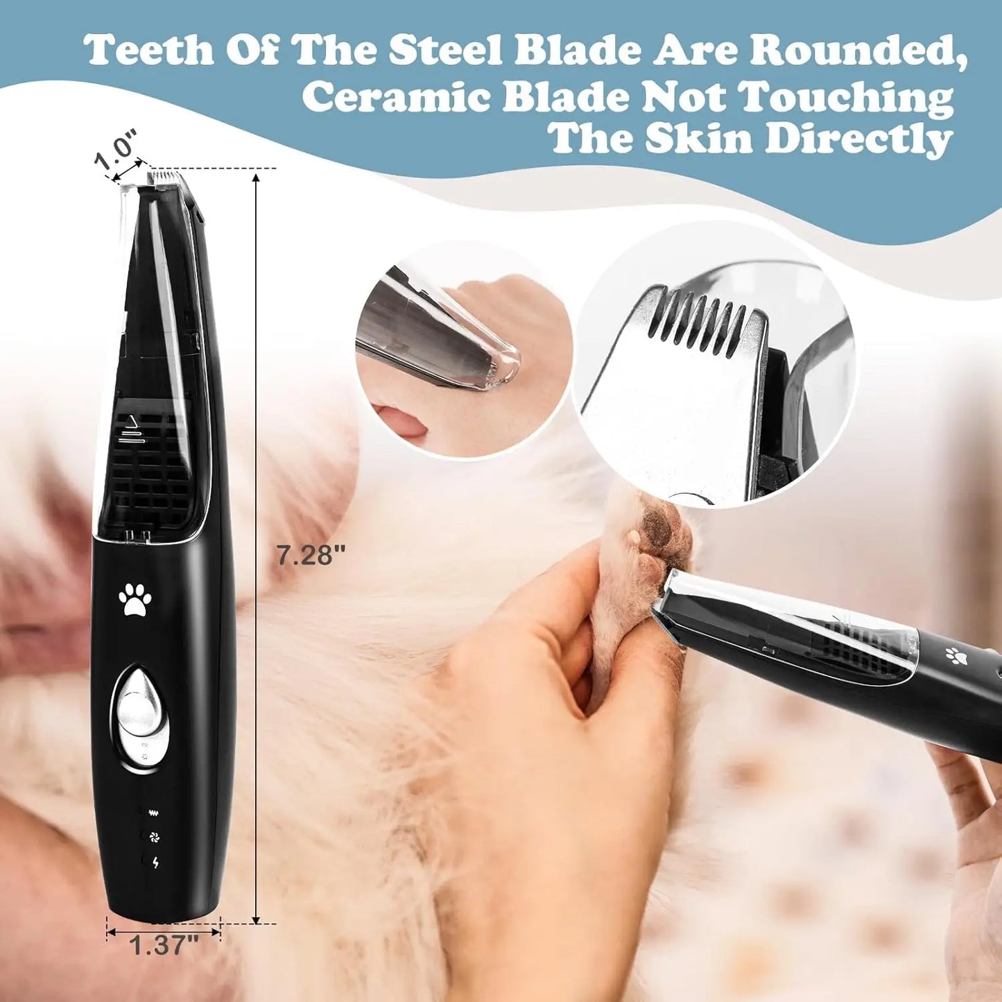Cordless Pet Paw Trimmer with Vacuum Suction – 2-Mode Electric Clipper for Dogs & Cats - Bdba PK