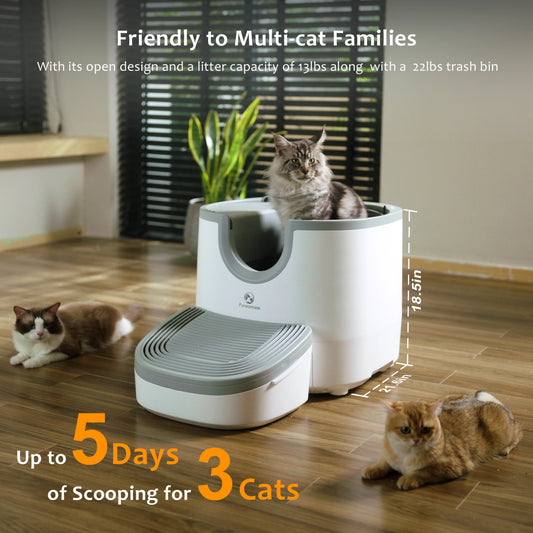 Furoomate Open-Top Self-Cleaning Cat Litter Box – Extra Large with Safety Sensors for Multi-Cat Homes - Bdba PK
