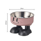 Pet Bowl A smiling face high-legged, fashionable stainless steel large-capacity dog bowl for feeding and water, neck-protectin