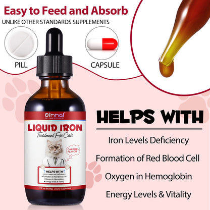 AEVYVKV Liquid Iron Supplement for Cats – Caramel Flavour Treatment for Iron Deficiency & Red Blood Cell Support - Bdba PK