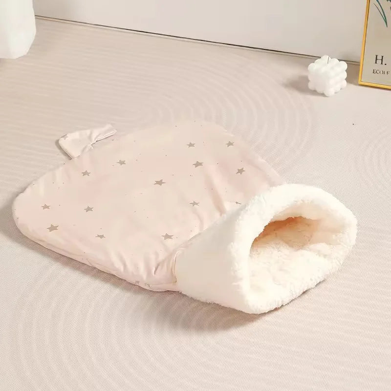 Winter Cat Cave Bed Self Warming Pet Mat Washable Cat Sleeping Bag Enclosed Fleece Lined Pet Bed Indoor Pet Nest pet supplies