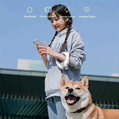 3M Dog Leash with Flashlight LED Streamer Roulette Automatic Retractable Nylon Rope for Cat Puppy Walking Running Lead Extension