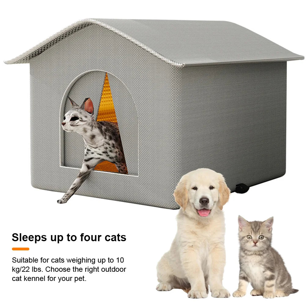Waterproof Cold-Resistant Outdoor Pet Tent – Enclosed Winter Warm House for Stray Cats & Dogs (Gray) - Bdba PK