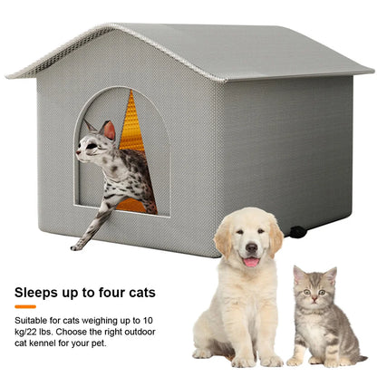 Waterproof Cold-Resistant Outdoor Pet Tent – Enclosed Winter Warm House for Stray Cats & Dogs (Gray) - Bdba PK
