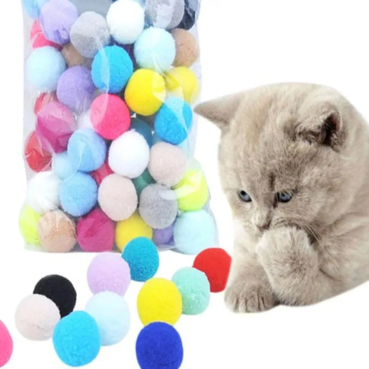 10pcs Plush Ball Cat Toys Colorful Cat Toys Creative Interactive Bouncy Ball Funny Indoor Kitten Balls Chew Toy Cat Supplies