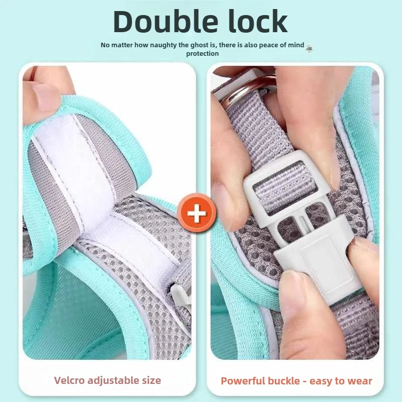 Pet Things Cat Accessories Cute Adjustable Cat Collar and Leash Set for Walking Safe Reflective Soft Comfortable Vest - Bdba PK