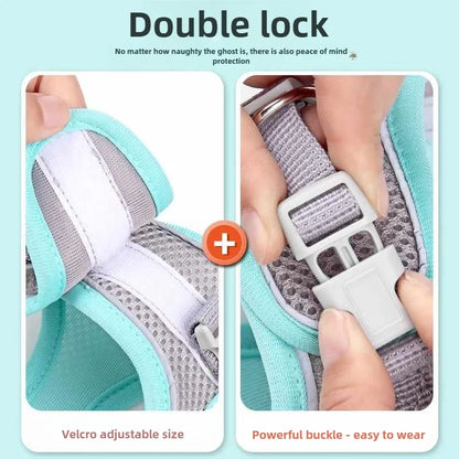 Pet Things Cat Accessories Cute Adjustable Cat Collar and Leash Set for Walking Safe Reflective Soft Comfortable Vest - Bdba PK