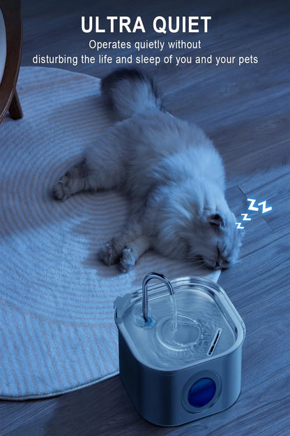 3.2 Stainless Steel L Pet Water Fountain with LED Indicator and Visual Water Level to Keep Cats and Small Dogs’ Water Fresh