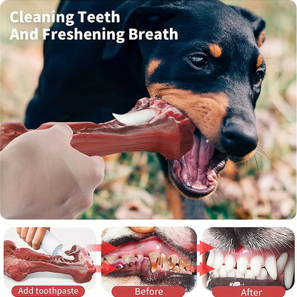 Natural Rubber Silicone Dog Bite Toy – Non-Toxic Teeth Cleaning Bone for Strong Chewers - Bdba PK