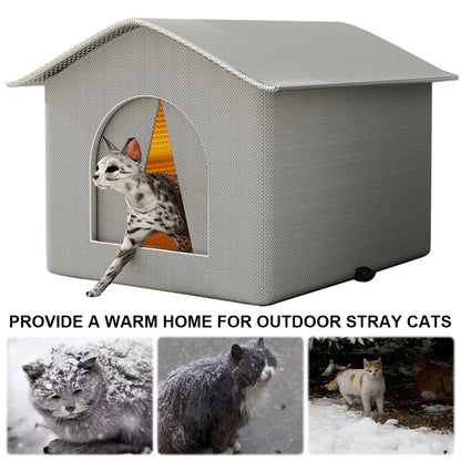 Waterproof Cold-Resistant Outdoor Pet Tent – Enclosed Winter Warm House for Stray Cats & Dogs (Gray) - Bdba PK