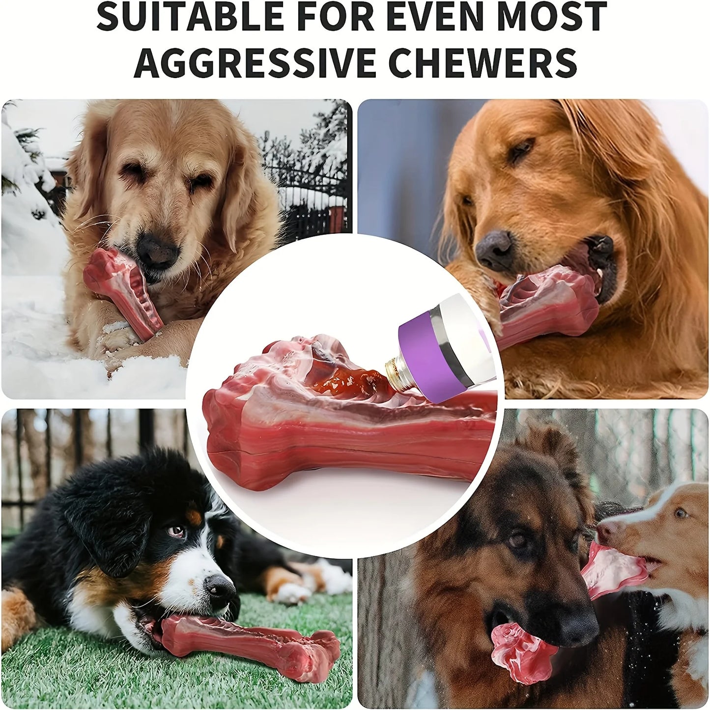 Natural Rubber Silicone Dog Bite Toy – Non-Toxic Teeth Cleaning Bone for Strong Chewers - Bdba PK