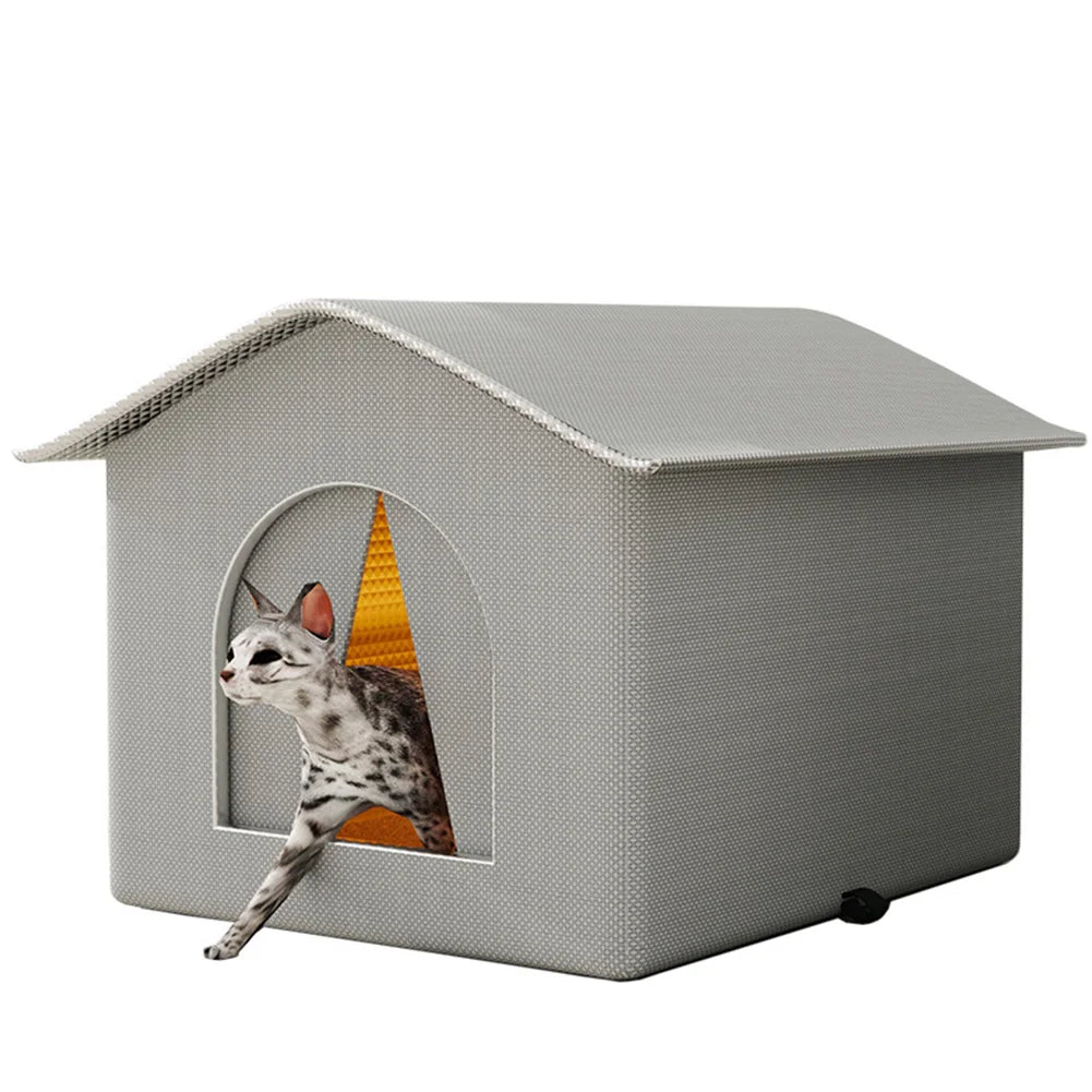 Waterproof Cold-Resistant Outdoor Pet Tent – Enclosed Winter Warm House for Stray Cats & Dogs (Gray) - Bdba PK