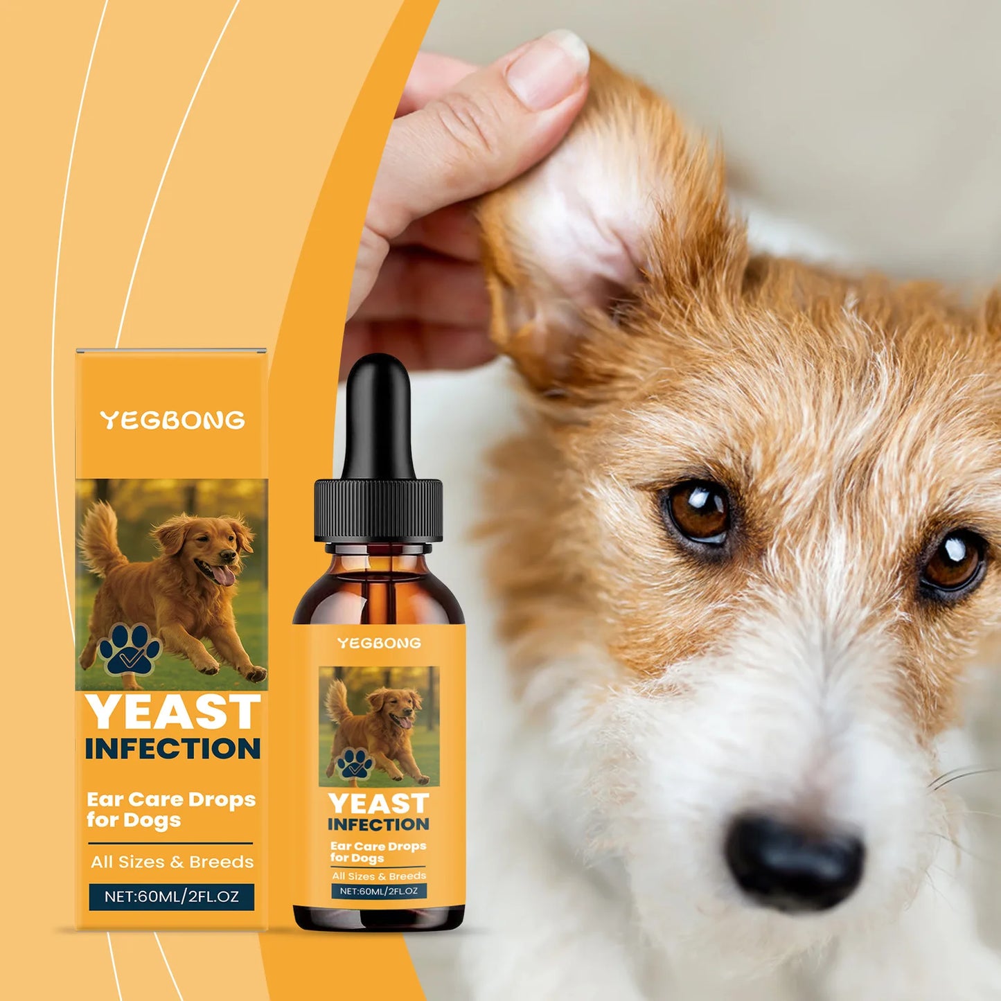 YEGBONG Dog Ear Care Drops – Anti-Fungal Itch Relief & Earwax Remover 60ml - Bdba PK