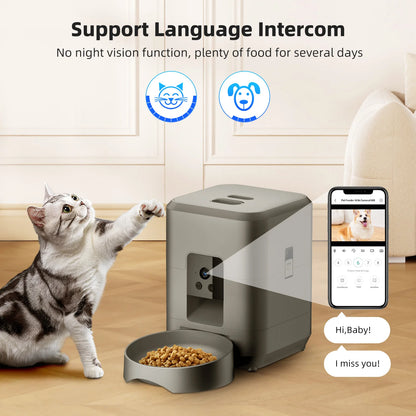 2L Push Button WiFi Camera USB Automatic Pet Feeder Smart Cat Feeder Slow Dog Feeder with Timer Video Pet Feeder Food Bowl
