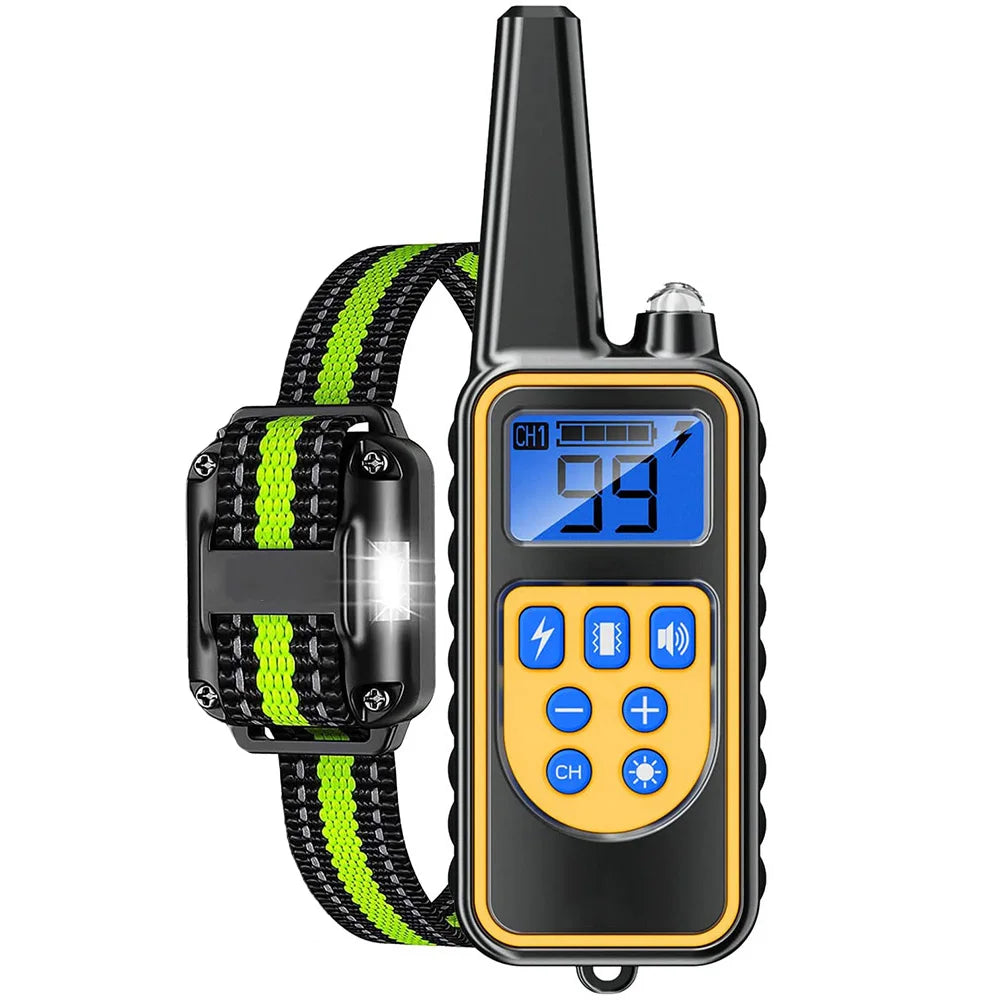 800m Anti-Barking Dog Training Collar – Rechargeable Shock & Vibration with Reflective Leather Strap - Bdba PK