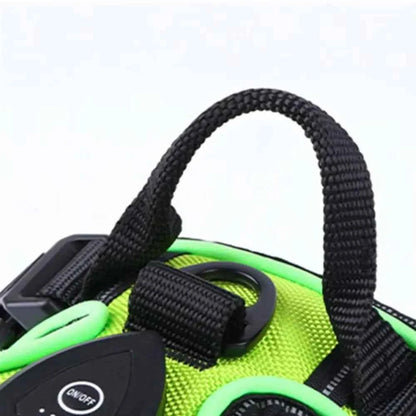 Durable Light Up LED Dog Harness Adjustable Flashing Luminous Pet Chest Strap Padded Collar Soft Dog Glow Vest for Night Walking