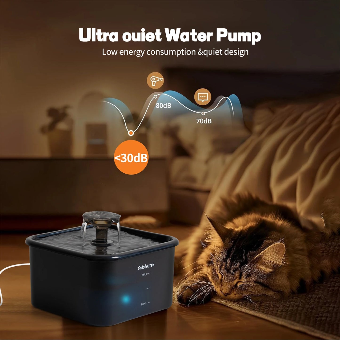 2.2L Automatic Cat Water Fountain Operated Automatic Pet Water Fountain With Motion Sensor Dog Cat Water Dispenser Bowl - Bdba PK