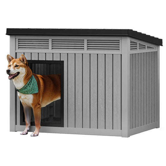 Plastic Dog House with Liftable Roof – Outdoor & Indoor Dog Kennel with Air Vents - Bdba PK