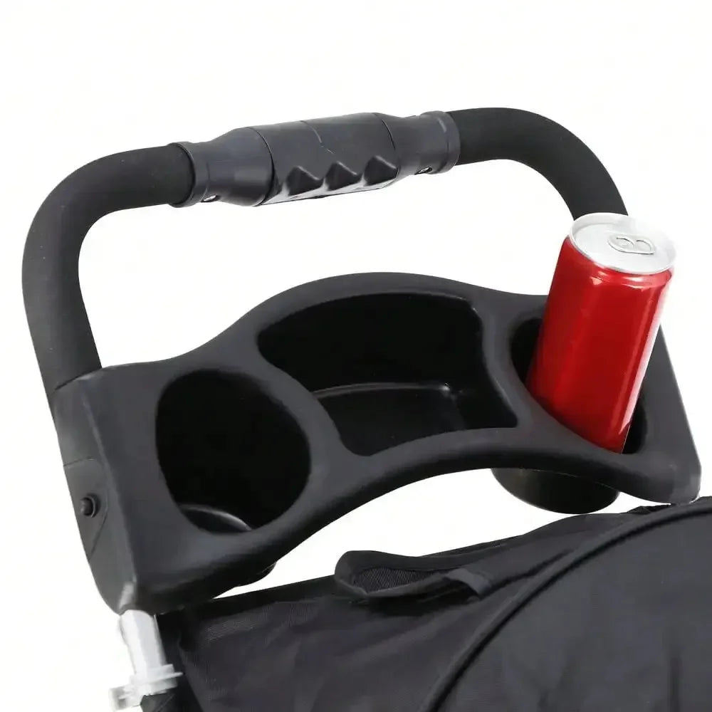 Dog Stroller 3 Wheels Pet Stroller Foldable Dog Cat Carrier Strolling w/Cup Hold