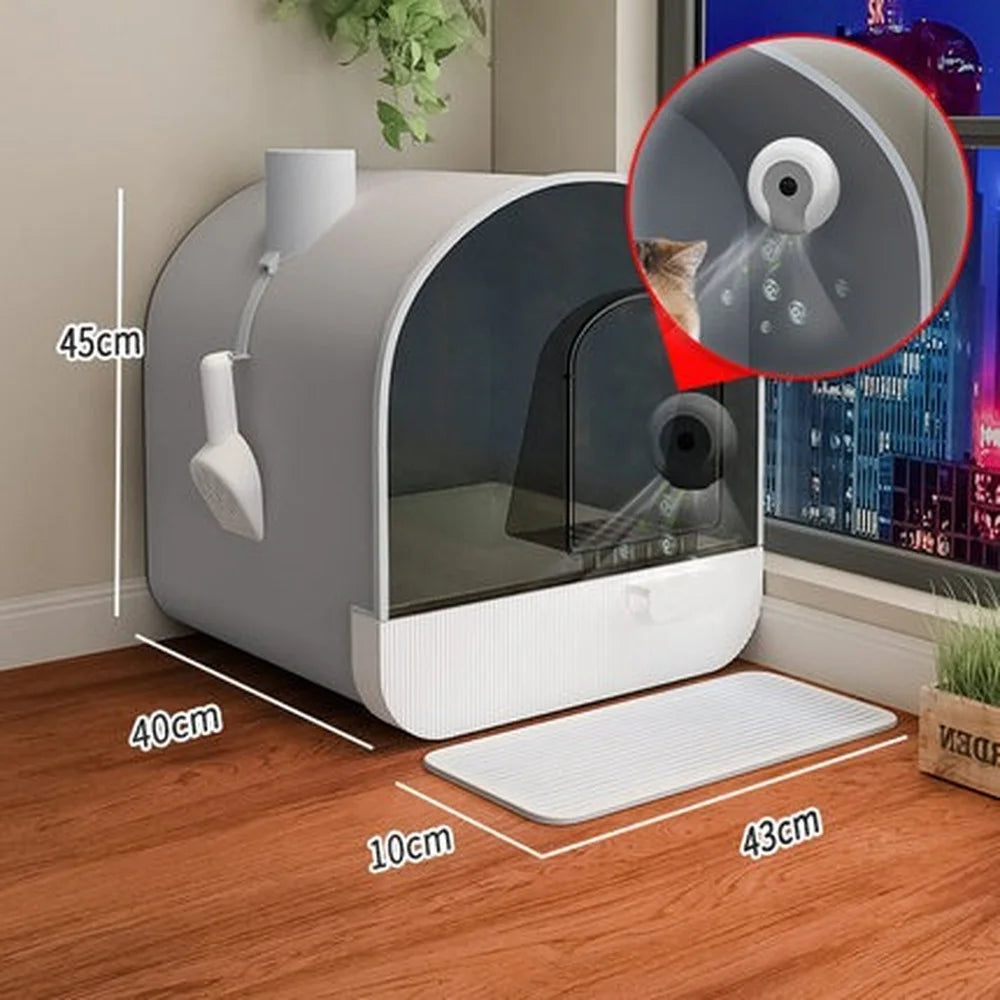 Fully Enclosed Smart Cat Litter Box – Extra Large Whole-House Deodorising & Sterilising Auto Cat Toilet - Bdba PK