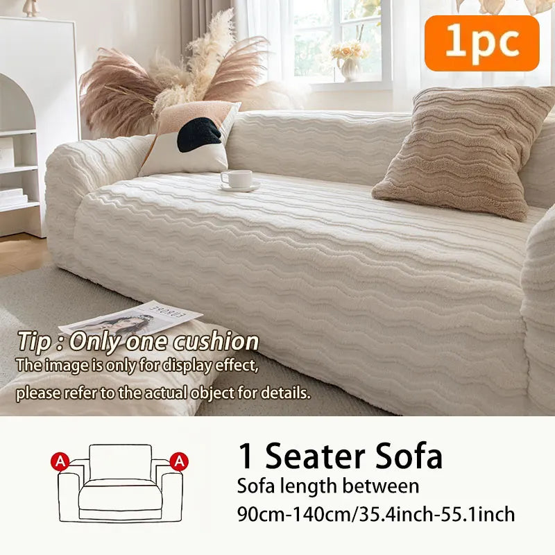 1PC-Plush sofa cover, winter thickened 2025 new cream style sofa cover, all inclusive universal anti cat scratch cover cloth