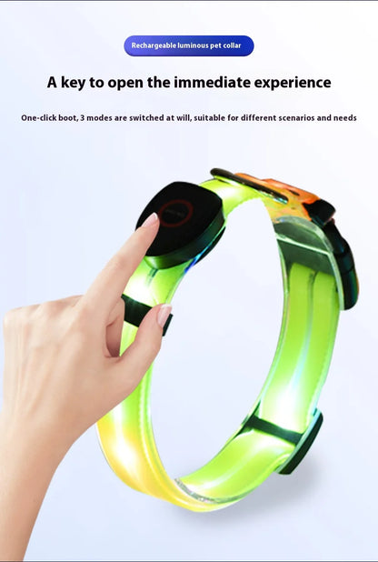 Dog Colorful Led Dog Luminous Collar Rechargeable Luminous Dog Rope Nylon Pvc Wrapped Tape Pet Luminous Collar