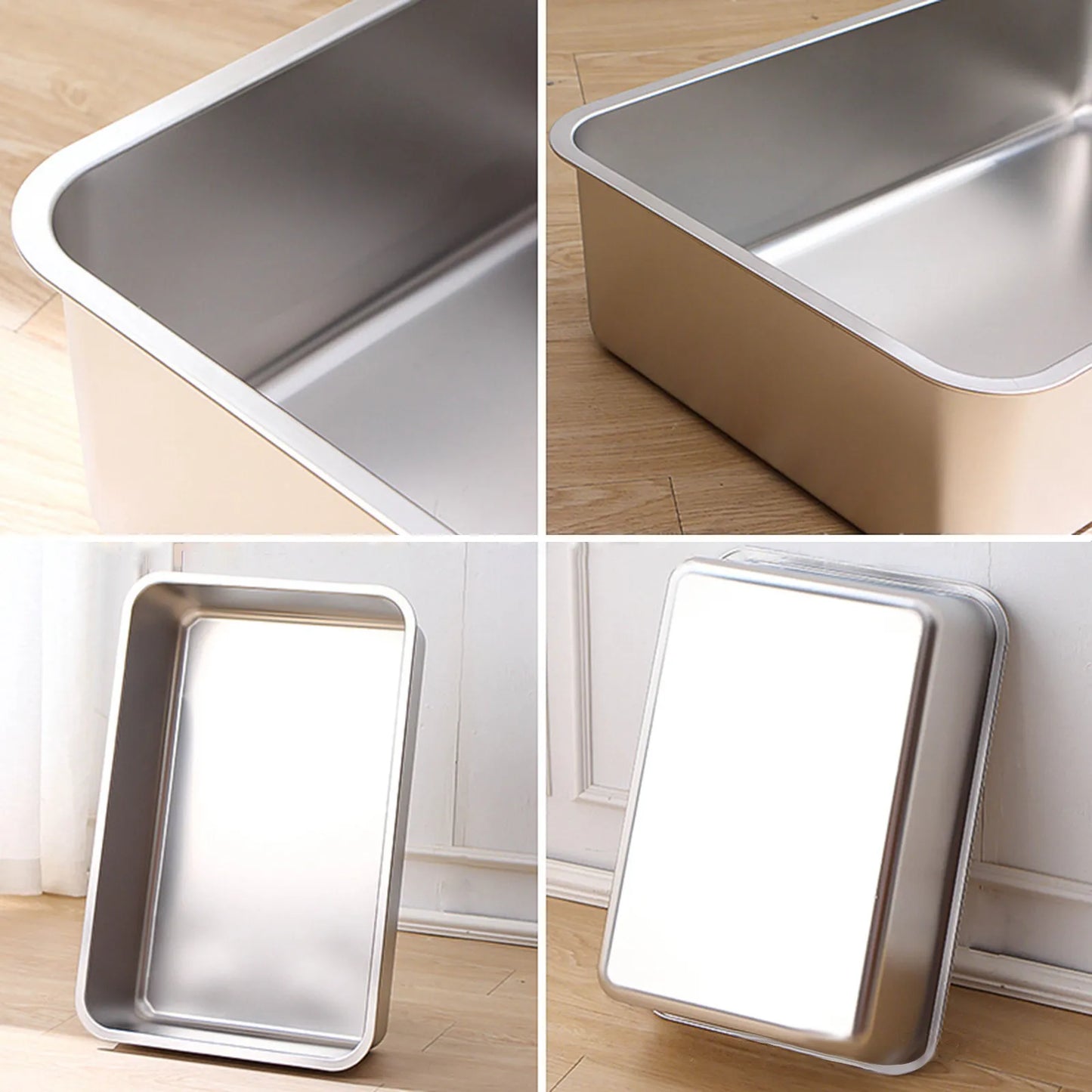 Large Stainless Steel Cat Litter Box – Odour-Resistant Metal Litter Pan for Big Cats - Bdba PK