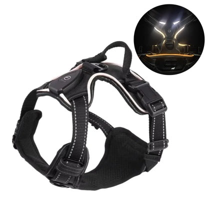 Durable Light Up LED Dog Harness Adjustable Flashing Luminous Pet Chest Strap Padded Collar Soft Dog Glow Vest for Night Walking