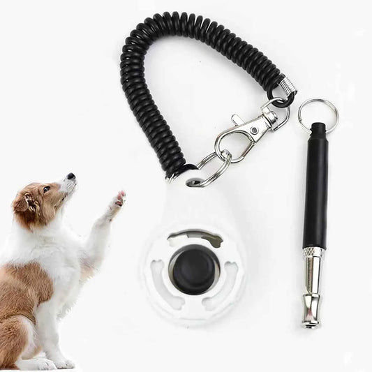 Dog Whistle Set of a Premium Quality Adjustable Frequency Dog Whistle and a Dog Clicker, Ultrasonic Dog Whistle to Stop Barking