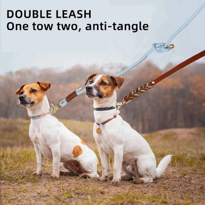 New Style Leather Leashes And Collars For You Dog Soft Nylon Braided Pet Shepherd Collar Medium Large Dogs Strong Pulling Set