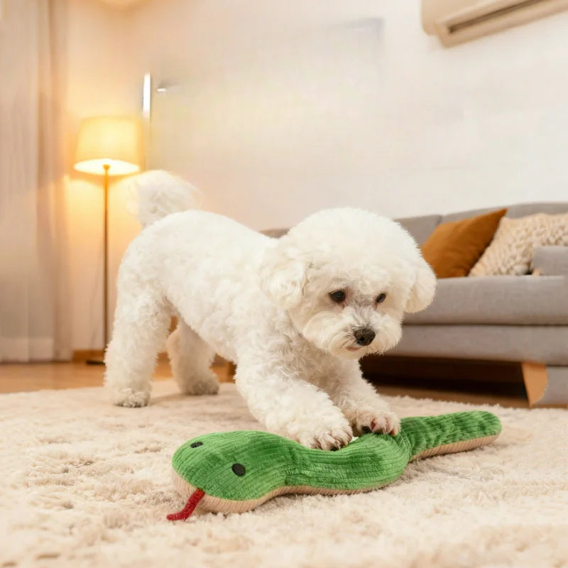 Interactive Snake‑Shape Pet Chew Toy, Bite‑Resistant Plush Sound Toy Teeth‑Cleaning for Kittens Puppies Small Pets