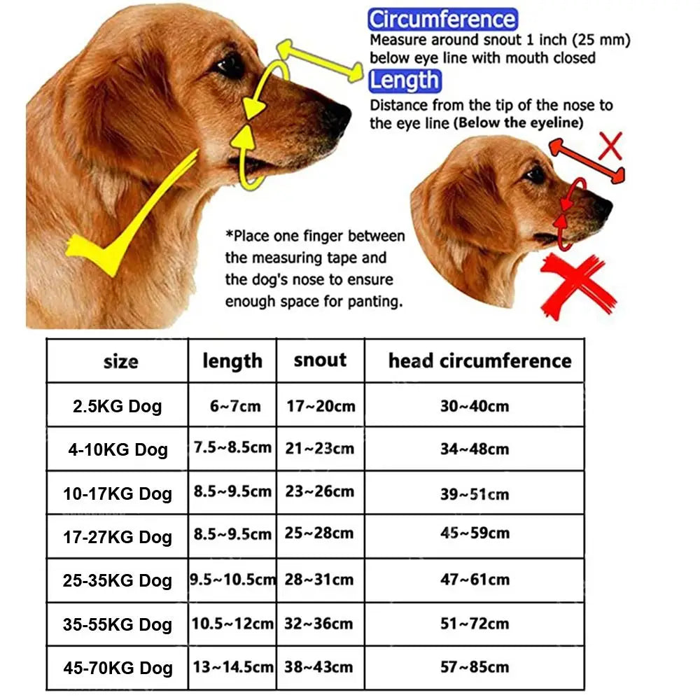 Anti-Bite Adjustable Dog Muzzle – Breathable Reflective Mouth Cover for All Dog Sizes - Bdba PK