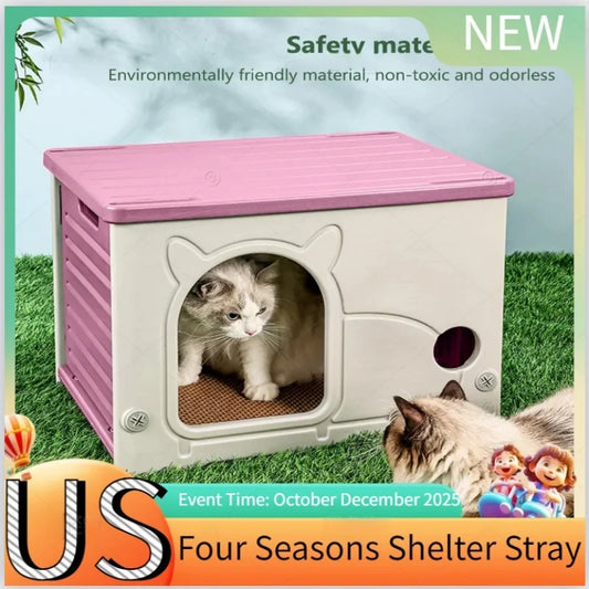 Waterproof Winter Warm Shelter – Washable Cave Sleeping Bed for Stray Cats, Dogs & Puppies (Gray, Pink) - Bdba PK