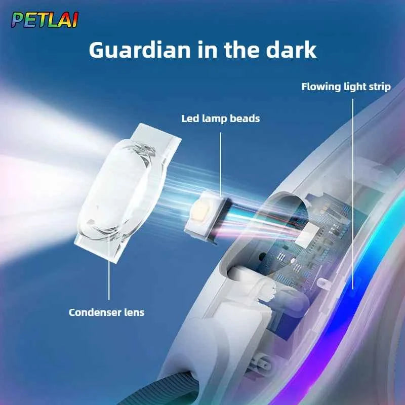 Dog Hands-Free Circular Light-Up Automatic Retractable Leash New Style Colorful Breathing Light Dog Harnesses for Walk at Night