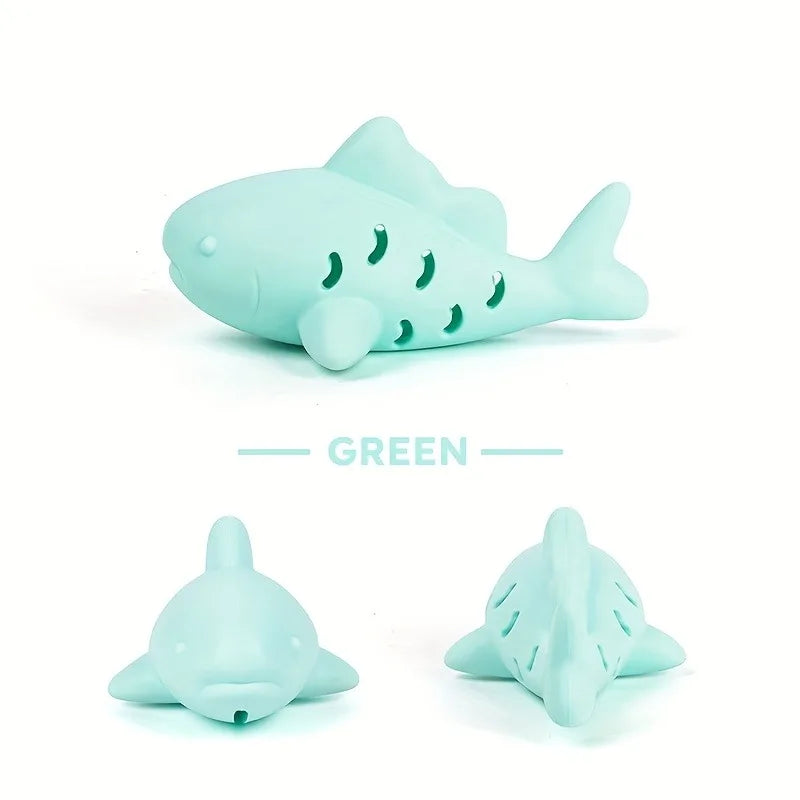 Pet's Chew Toy - Silicone Treat Dispenser Teeth Grinding & Mental Enrichment,  Bite-Proof for Small Pets, Vibrant Fish Design