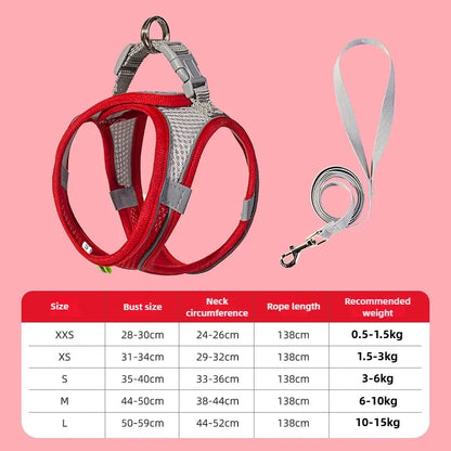 Pet Things Cat Accessories Cute Adjustable Cat Collar and Leash Set for Walking Safe Reflective Soft Comfortable Vest - Bdba PK