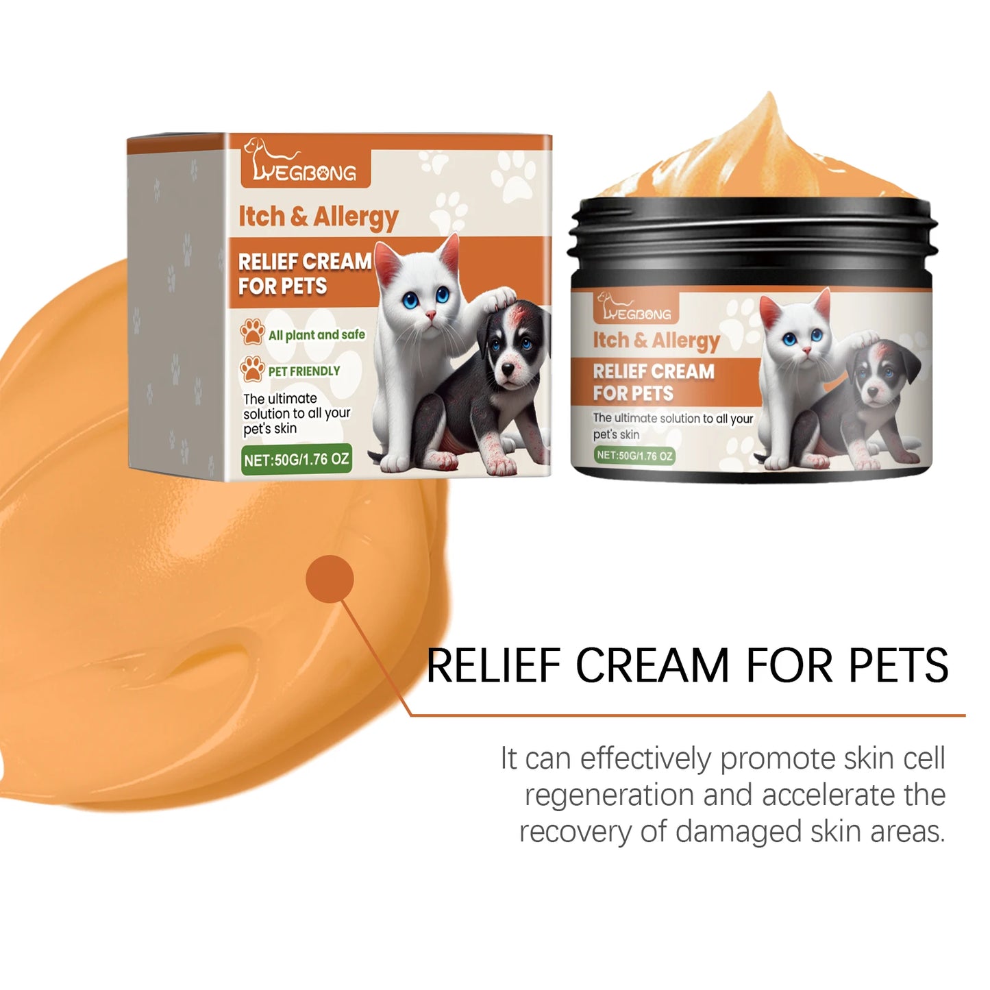 Yegbong New pet antipruritic and anti-allergic skin cream skin soothing and restoring care herbal nourishing cream
