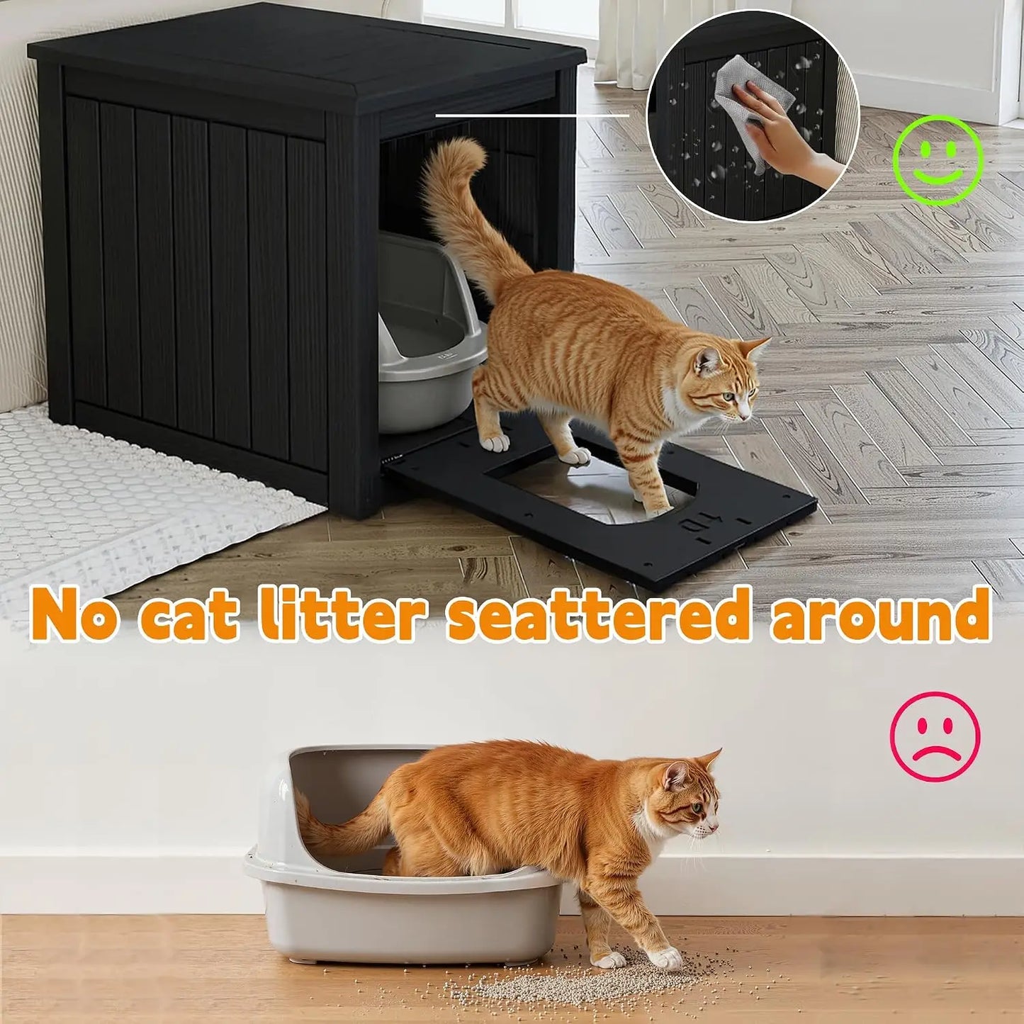 Cat Litter Box Enclosure, Multi-Functional Hidden Cat Litter Box Furniture & Cat Box Enclosure Cabinet with Side Table, Custom