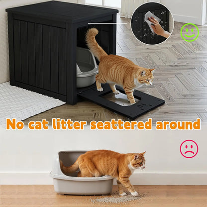 Cat Litter Box Enclosure, Multi-Functional Hidden Cat Litter Box Furniture & Cat Box Enclosure Cabinet with Side Table, Custom