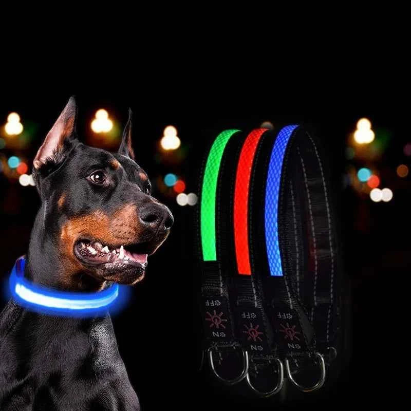 USB LED Dog Collar Lights - Adjustable Comfortable Soft Mesh Safety Collar Dogs, Colorful Lights for Nighttime Visibility