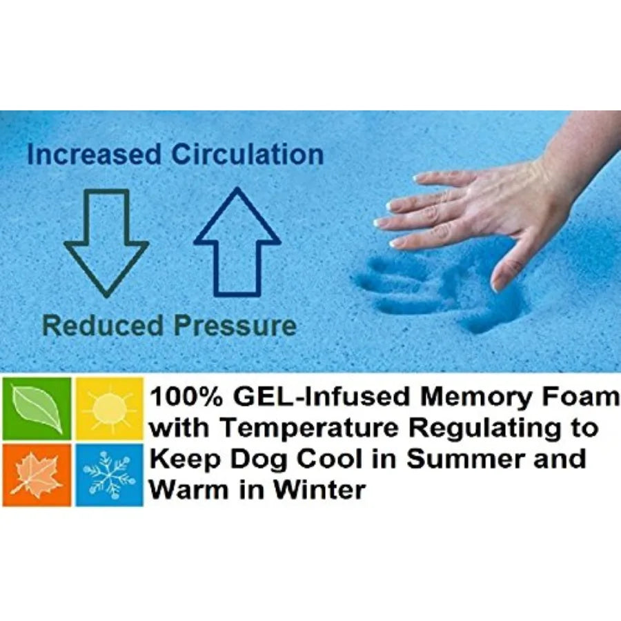 Orthopedic Waterproof Heavy Duty Gel Cool Memory Foam Dog Bed for Large Pet Nylon Cover in Brown Jumbo 55X47X4